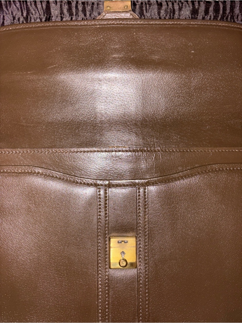 Gucci Brown Leather Briefcase Clutch with Gold Lock - Picture 4 of 9